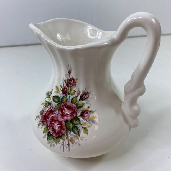 VB Athena Floral Ceramic Pitcher Basin Set Pink Rose Design Decor Vintage - Picture 4 of 11